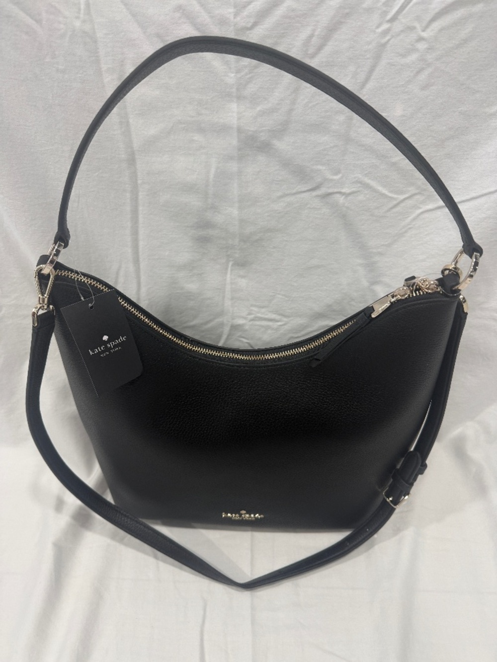 NWT Kate Spade Black Pebbled Leather Hobo Shoulder Bag $449